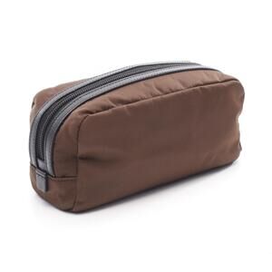 Prada Black Nylon Pouch Leather Brown Bag